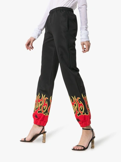 Shop Charm's X Kappa Fire Print Track Pants In Black