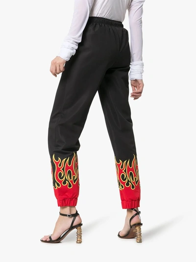 Shop Charm's X Kappa Fire Print Track Pants In Black