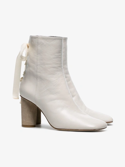 Shop Loewe White 80 Leather Ankle Boots In 2100 White