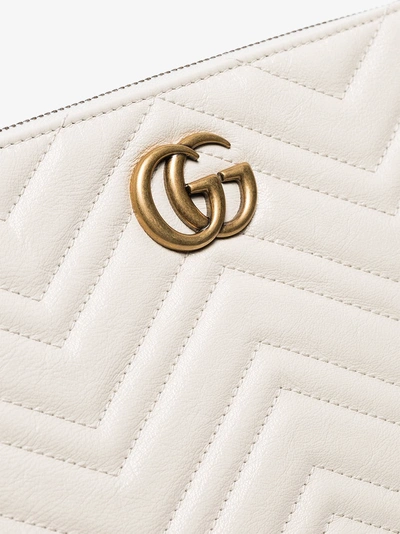 Shop Gucci White Quilted Leather Gg Clutch Bag In 9022 White