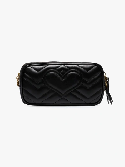 Shop Gucci Black Gg Marmont Leather Mini Chain Bag
