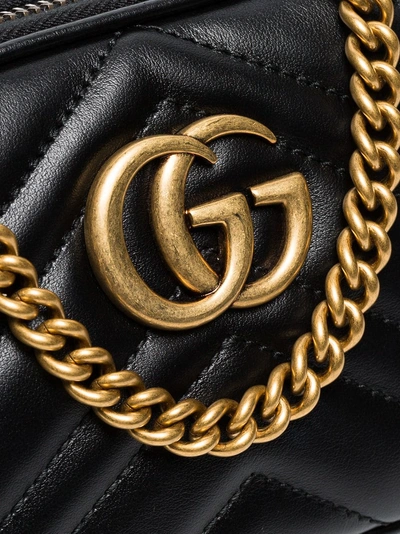 Shop Gucci Black Gg Marmont Leather Mini Chain Bag