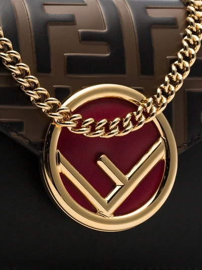 Shop Fendi Black, Brown And Red Ff Logo Leather Belt Bag In F13vk