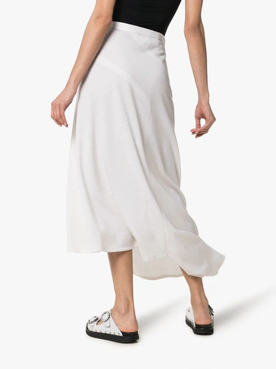 Shop House Of Holland X The Woolmark Company High-waisted Asymmetric Merino Wool Midi Skirt In White