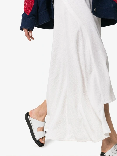 Shop House Of Holland X The Woolmark Company High-waisted Asymmetric Merino Wool Midi Skirt In White