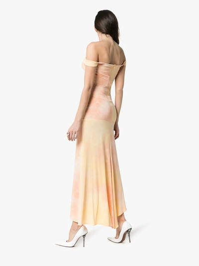 Shop Ellery Odilon Off-shoulder Midi-dress In Peach