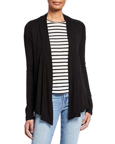 Shop Splendid Classic 1x1 Cotton/modal Open-front Cardigan In Black