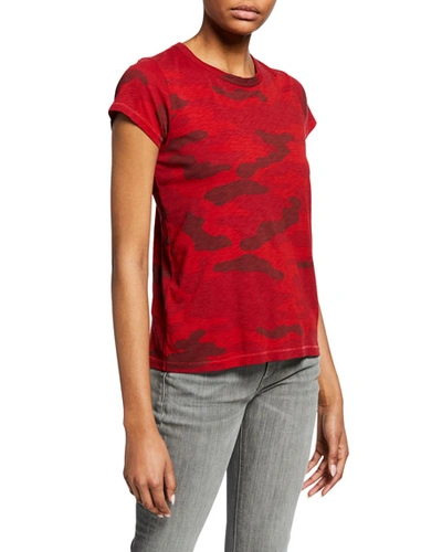 Shop Rag & Bone Camo-print Cap-sleeve Cotton Tee In Red