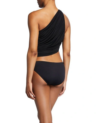 Shop Norma Kamali Diana Asymmetric Swim Bra Top In Black