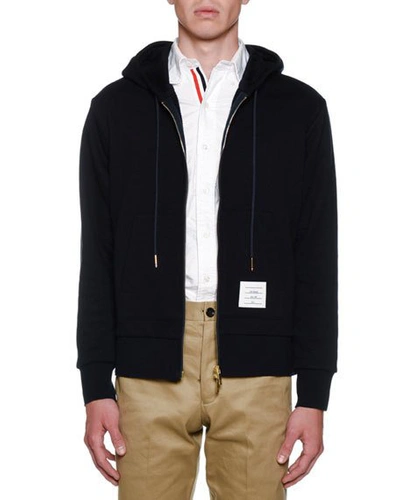 Shop Thom Browne Men's Classic Loopback Pullover Hoodie In Navy