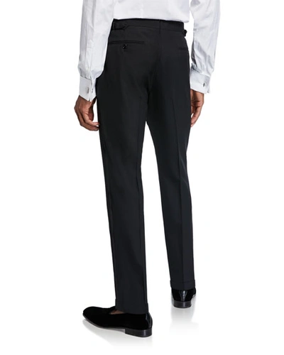 Polo Ralph Lauren Black Gregory Satin-trimmed Wool Tuxedo Trousers In Black