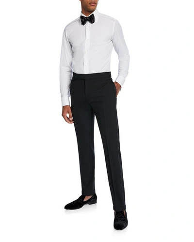 Polo Ralph Lauren Black Gregory Satin-trimmed Wool Tuxedo Trousers In Black