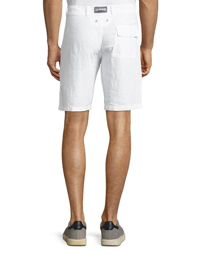 Shop Vilebrequin Men's Baron Linen Shorts In Blanc