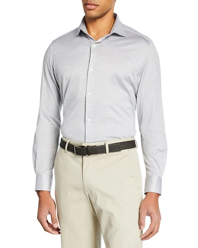 Shop Loro Piana Men's Oxford Stripe Sport Shirt In Gray