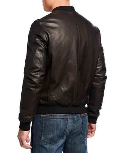 Shop Cole Haan Men's Leather Zip-front Jacket In Black