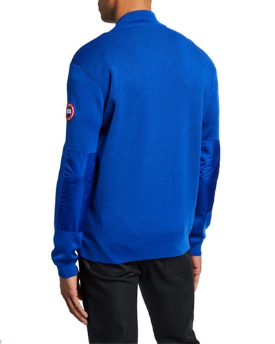 Shop Canada Goose Men's Windbridge Full-zip Wool Sweater In Pacific Blue