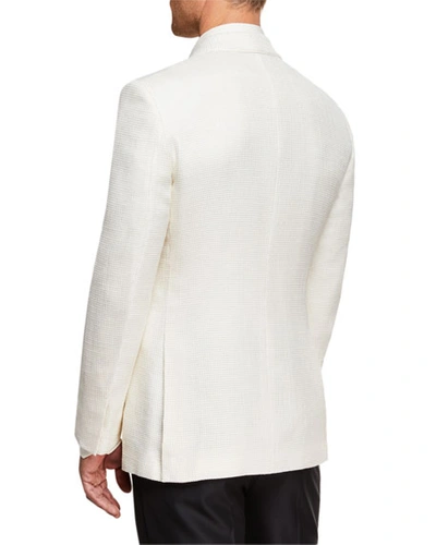 Shop Ermenegildo Zegna Men's Peak-lapel Wool Dinner Jacket In White