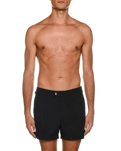 Shop Tom Ford Men's Solid Swim Trunks In Black