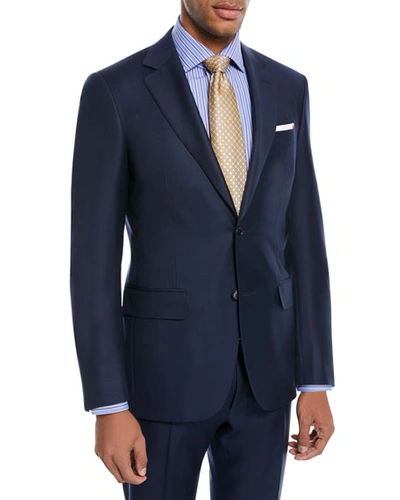 Shop Canali Super 130s Twill Wool Two-piece Suit In Blue