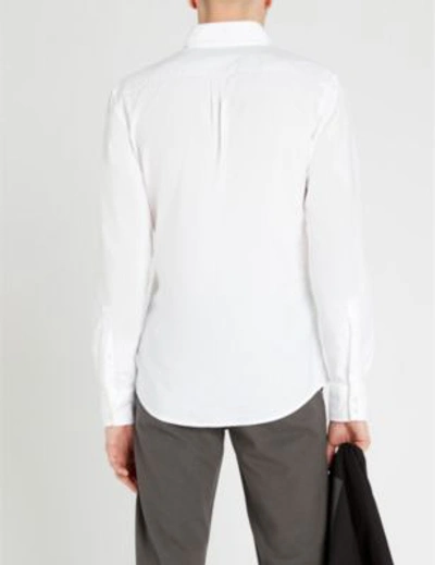 Shop Hugo Boss Logo Patch-embroidered Cotton Shirt In White
