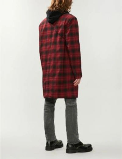 Shop Balenciaga Checked Double-breasted Woven Jacket In Red/black