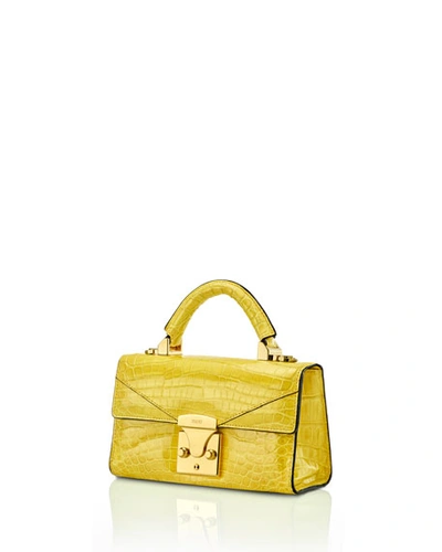 Shop Stalvey Mini Crocodile Top-handle Bag, Yellow