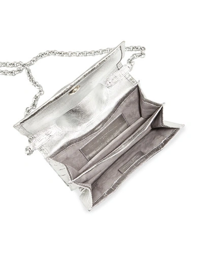 Shop Nancy Gonzalez Regina Small Crocodile Circle-handle Clutch Bag In Gray