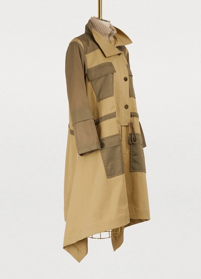 Shop Chloé Waisted Parka In Grove Brown