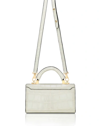 Shop Stalvey Mini Crocodile Top-handle Bag, Off White
