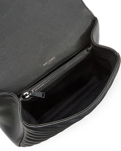Saint Laurent College Medium Monogram Ysl V-flap Crossbody Bag - Black Hardware In Black