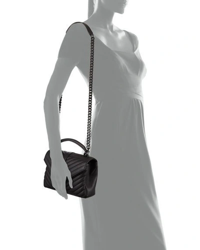 Saint Laurent College Medium Monogram Ysl V-flap Crossbody Bag - Black Hardware In Black
