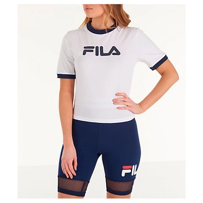 Shop Fila Women's Tionne Cropped T-shirt In White Size Medium Cotton