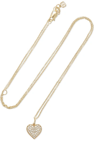 Shop Sydney Evan Mini Heart 14-karat Gold Diamond Necklace