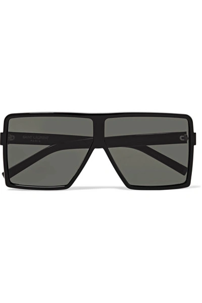 Shop Saint Laurent D-frame Acetate Sunglasses In Black