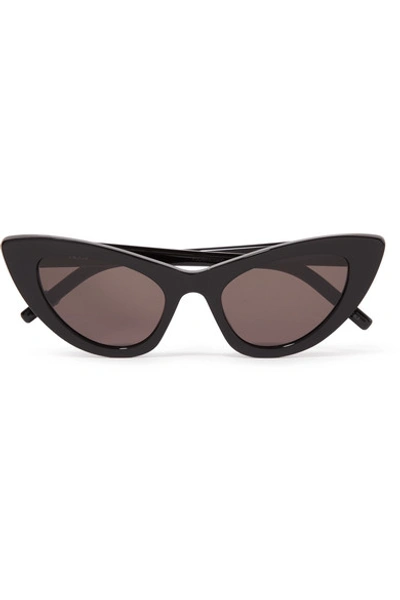 Shop Saint Laurent Lily Cat-eye Acetate Sunglasses In Black