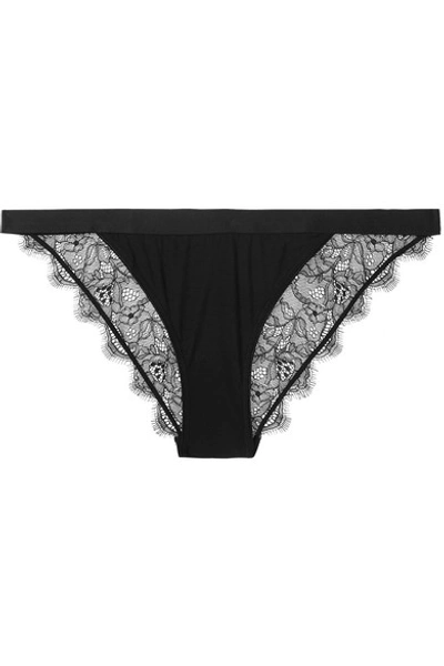 Shop Love Stories Wild Rose Stretch-jersey And Lace Briefs In Black