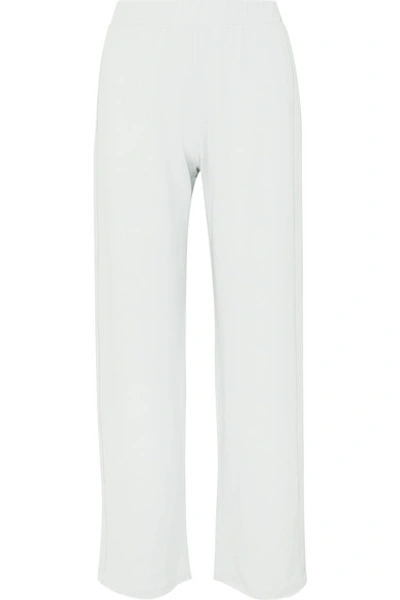 Shop Eberjey Odile Flounce Stretch Pima Cotton And Modal-blend Wide-leg Pants In Light Gray
