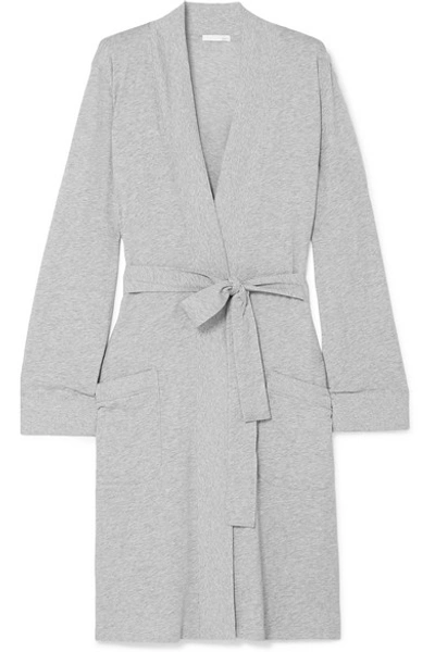 Shop Skin Odiana Mélange Pima Cotton-jersey Robe In Gray