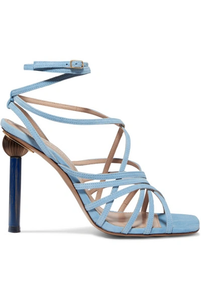 Shop Jacquemus Pisa Suede Sandals In Blue
