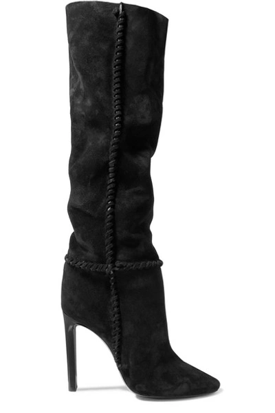 Shop Saint Laurent Mica Suede Knee Boots In Black