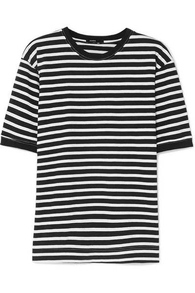 Shop Bassike Striped Organic Cotton-jersey T-shirt In Black