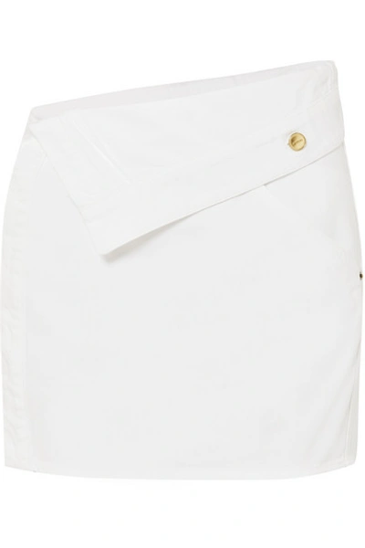 Shop Jacquemus Folded Denim Mini Skirt In White