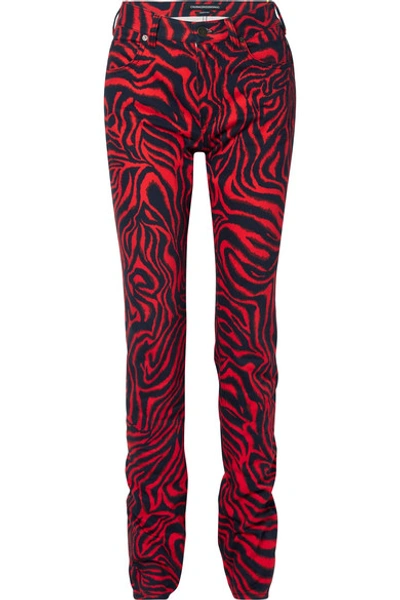 Shop Calvin Klein 205w39nyc Printed High-rise Straight-leg Jeans In Red