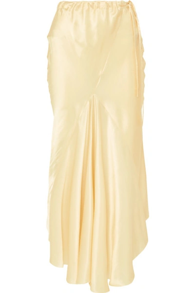 Shop Ann Demeulemeester Silk-satin Midi Skirt In Gold