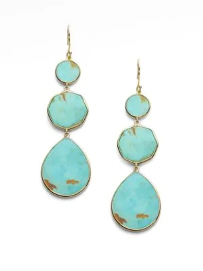 Shop Ippolita Polished Rock Candy 18k Yellow Gold & Turquoise Crazy 8's Triple-drop Earrings