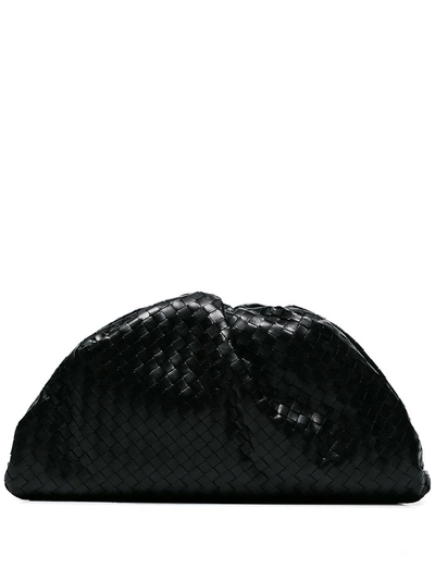 Shop Bottega Veneta Black Intrecciato-woven Leather Clutch Bag