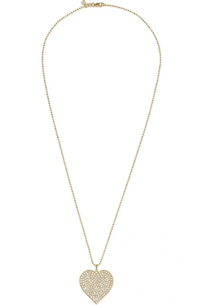 Shop Sydney Evan Supersize Heart 14-karat Gold Diamond Necklace