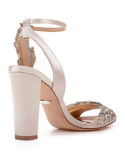 Shop Badgley Mischka Libby Embellished Ankle-wrap High-heel Sandals In Ivory