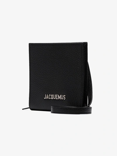 Shop Jacquemus Black Leather Logo Plaque Shoulder Bag