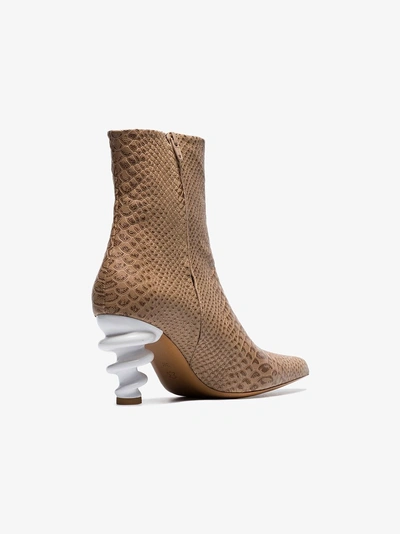 Shop Kalda Brown Island 70 Twisted Heel Snake-effect Leather Boots In Neutrals